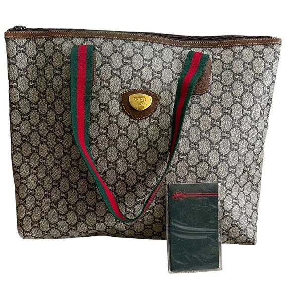 GUCCI Plus Web Sherry Line GG Plus Shoulder Tote Bag PVC Leather - Picture 15 of 16